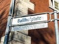 Street sign and explanation to the famous Ballhofplatz in Hannover