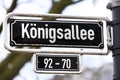 street sign of the famous dusseldorf shopping street koenigsallee