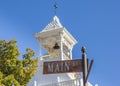 Street sign in front of the firehouse of Nevada City