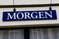 Street sign with the german word Morgen, in english tomorrow Royalty Free Stock Photo