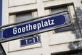 Street sign Goetheplatz Goethe square in Frankfurt Royalty Free Stock Photo
