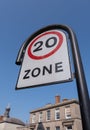 Street sign indicating 20mph speed restriction Shrewsbury Shropshire September 2020