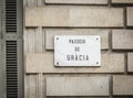 Passeig de Gracia street sign in Barcelona, Spain Royalty Free Stock Photo