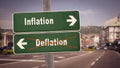 Street Sign Inflation versus Deflation Royalty Free Stock Photo