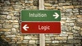 Street Sign Intuition versus Logic Royalty Free Stock Photo