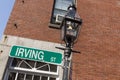 Street sign Irving street in downtown Boston Royalty Free Stock Photo