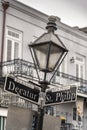 Street sign and lamppost in New Orleans French Quarter Royalty Free Stock Photo