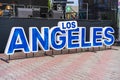 Street sign Los Angeles, Days of America 2022. Public stage at the celebration. September 24, 2022 Balti Moldova