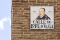 Street sign in Madrid of Calle de Lope de Vega, writer Royalty Free Stock Photo