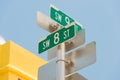 Street sign marking the 8th street in Little Havana, Miami