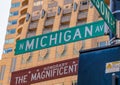 Street sign Michigan Avenue The Magnificent Mile in Chicago - CHICAGO, USA - JUNE 12, 2019 Royalty Free Stock Photo