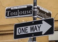 Street sign of New Orleans most famous street Bourbon street at French Quarter - NEW ORLEANS, LOUISIANA - APRIL 18, 2016
