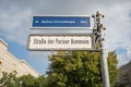 Street sign of the Pariser Kommune street in Berlin, Germany Royalty Free Stock Photo