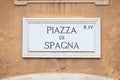 Street sign: Piazza di Spagna Spain Square in Rome Royalty Free Stock Photo