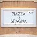 Street sign: Piazza di Spagna Spain Square in Rome Royalty Free Stock Photo