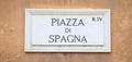 Street sign: Piazza di Spagna Spain Square in Rome Royalty Free Stock Photo