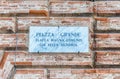 Street sign for Piazza Grande, Gubbio, Umbria, Italy Royalty Free Stock Photo