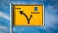 Street Sign Praise versus Criticism Royalty Free Stock Photo
