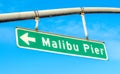 Street sign saying Malibu Pier on a sunny day Royalty Free Stock Photo