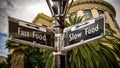 Street Sign Slow versus Fast Food Royalty Free Stock Photo