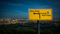 Street Sign Slow versus Fast Food Royalty Free Stock Photo