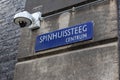 Street Sign Spinhuissteeg And Security Camera At Amsterdam The Netherlands 22-4-2024 Royalty Free Stock Photo