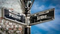 Street Sign to Active versus Passive Royalty Free Stock Photo