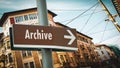 Street Sign to Archive Royalty Free Stock Photo