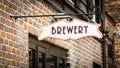 Street Sign to Brewery Royalty Free Stock Photo