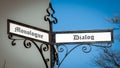 Street Sign to Dialog versus Monologue Royalty Free Stock Photo