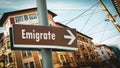 Street Sign to Emigrate Royalty Free Stock Photo