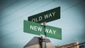 Street Sign NEW WAY versus OLD WAY Royalty Free Stock Photo