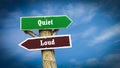 Street Sign to Quiet versus Loud Royalty Free Stock Photo
