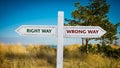 Street Sign to RIGHT WAY versus WRONG WAY