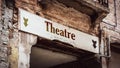 Street Sign to Theatre Royalty Free Stock Photo