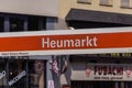 Street sign and tram stop Heumarkt in Cologne - CITY OF COLOGNE, GERMANY - JUNE 25, 2021