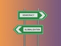 Street sign on twin signposts and colored background