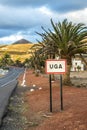 Street sign of village of UGA in evening light Royalty Free Stock Photo