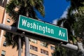 Street sign of Washington Avenue in Miami South Beach