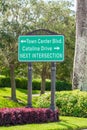 Street sign in Weston Florida to Town Center Blvd and Catalina Drive Royalty Free Stock Photo