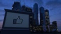 Street signage board with Facebook like button thumb up