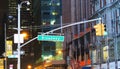 Street Signed to Show Direction to the Broadway in the New York at Night