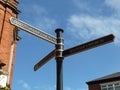 Street signpost, Citizen`s Advice, Baptist Church