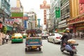 Street signs and cars ride in chinatown, Bangkok Thailand