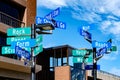 Street signs depicting concept of indecision