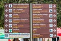 Street signs marking the direction to the sites to visit in Umag, Croatia Royalty Free Stock Photo