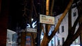 Street signs Neal Street and Seven Dials in London - LONDON, ENGLAND - DECEMBER 10, 2019 Royalty Free Stock Photo