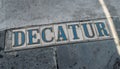 Street Signs in New Orleans French Quarter Sidewalks-Decatur Street Royalty Free Stock Photo