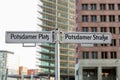 Street signs on Potsdamer Platz in Berlin Royalty Free Stock Photo