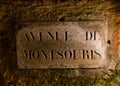 Street signs on the walls of the Catacombs of Paris, France Royalty Free Stock Photo